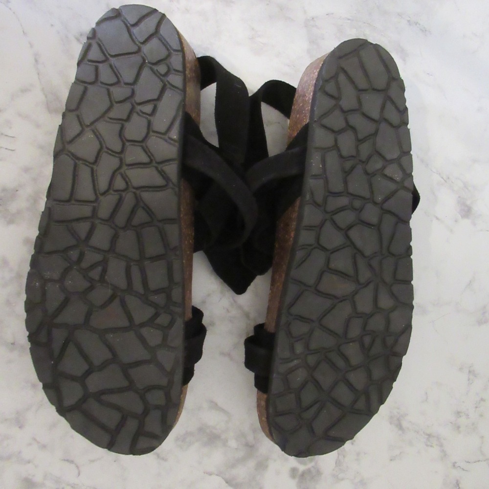 Sundance Sandals 39 7.5 8 Black Suede Cork Bow Backstrap Boho Festival - Picture 8 of 8
